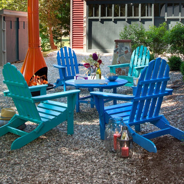 POLYWOOD Classic Folding Adirondack 5-Piece Conversation Group - Pacific Blue / Aruba
